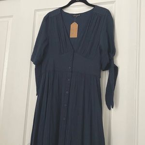 Blue midi dress; wishlist apparel